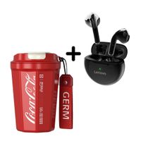 Combo Vaso Germ Rojo 390ml + Audífono Lenovo HT38 Negro