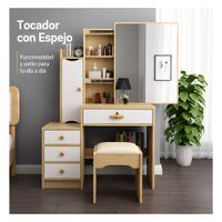 Tocador de Maquillaje con Espejo Moderno Chic Color Beige