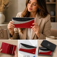Cartera De Cuero Vacuno Diseño Práctico y Moderno 1376 Rojo