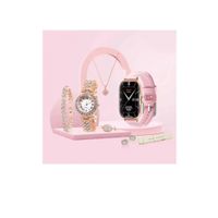 Kit Reloj  Smartwatch A58 Plus 7 En 1 Doble Reloj  ROSADO