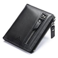 Billetera De Cuero Vacuno Diseño Moderno Negro Aldebarán 6046