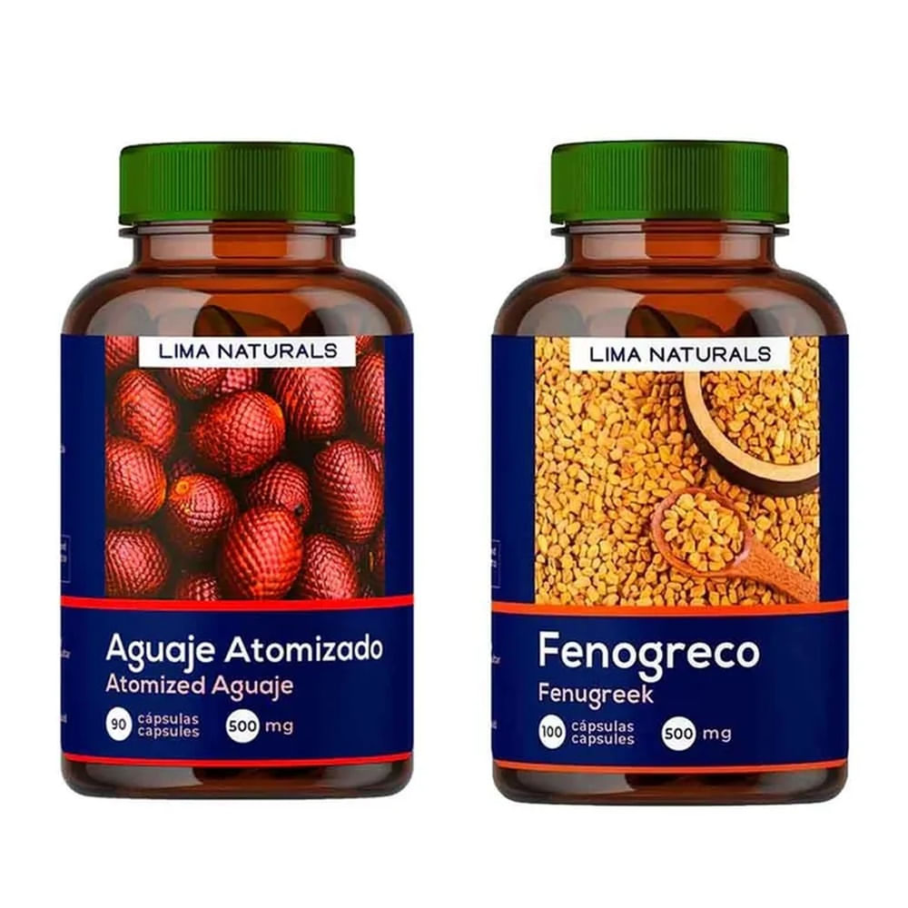 Aguaje Atomizado 90 cápsulas + Fenogreco 100 Cápsulas Lima Naturals