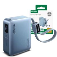Mini Power Bank Ugreen PB584 33W 10000 mAh Pantalla con Cable Tipo C Celeste