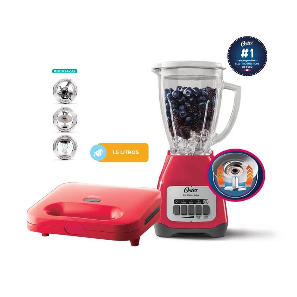 Combo Oster Licuadora 1.5 Litros Vaso Boroclass - Sandwichera