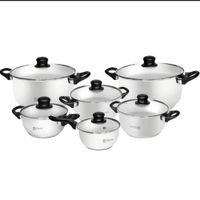 Ollas Facusa Hogar 12 Piezas con Tapa de Vidrio Resistente