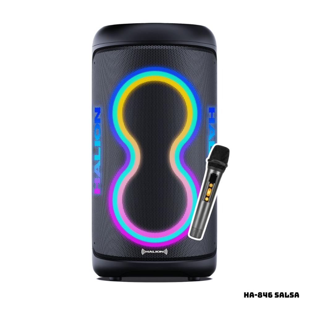 PARLANTE HALION CON BATERIA 80W RMS 1 MICROFONO - HA-846 SALSA