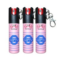 Pack 3 Gas Pimienta Llavero 20ml Compacto Con Seguro Portátil y Clip Metálico Rosa