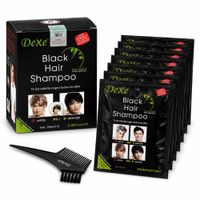 Pack x10 Champú Tinte Negro DeXe 250ml para Canas Cabello Barba Peine y Guantes