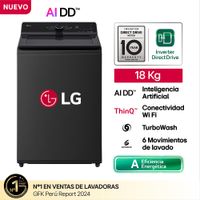 Lavadora Automática LG WT18OBTX 18Kg Carga Superior Negro