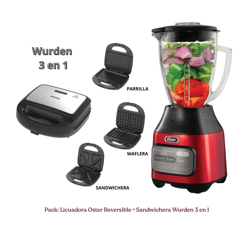 LICUADORA OSTER 1.5 LT REVERSIBLE BLSTPEG-CRT - Sandwichera Wurden 3 en 1 WSM-BRATEN31