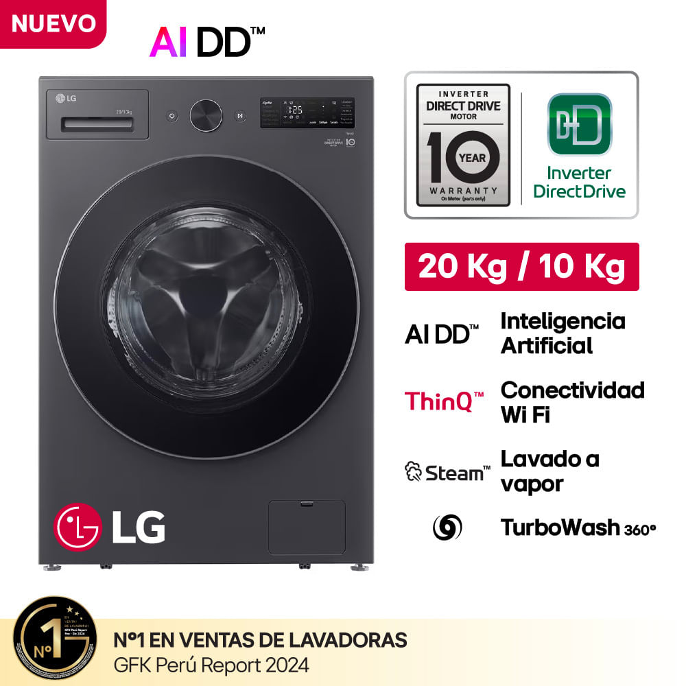 Lavaseca LG WD20EGNTSPG 20-10 Kg Carga Frontal Grafito