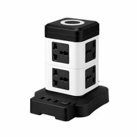 Extensión Torre Multicontacto de 8 Enchufes y 3 Puertos USB 2500W