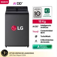 Lavadora Automática LG WT18PBTX 18Kg Carga Superior Negro