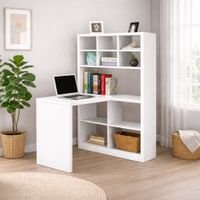 ESCRITORIO CON ESTANTE ENSUEÑO DE MELAMINA OLSO BLANCO
