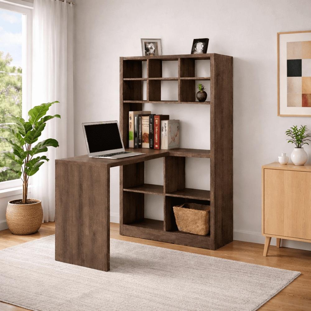 ESCRITORIO CON ESTANTE ENSUEÑO DE MELAMINA OSLO MILA