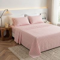 Juego de sabanas orma hogar 1.5 plazas blanco con zigzag rosado 200 hilos algodón pima