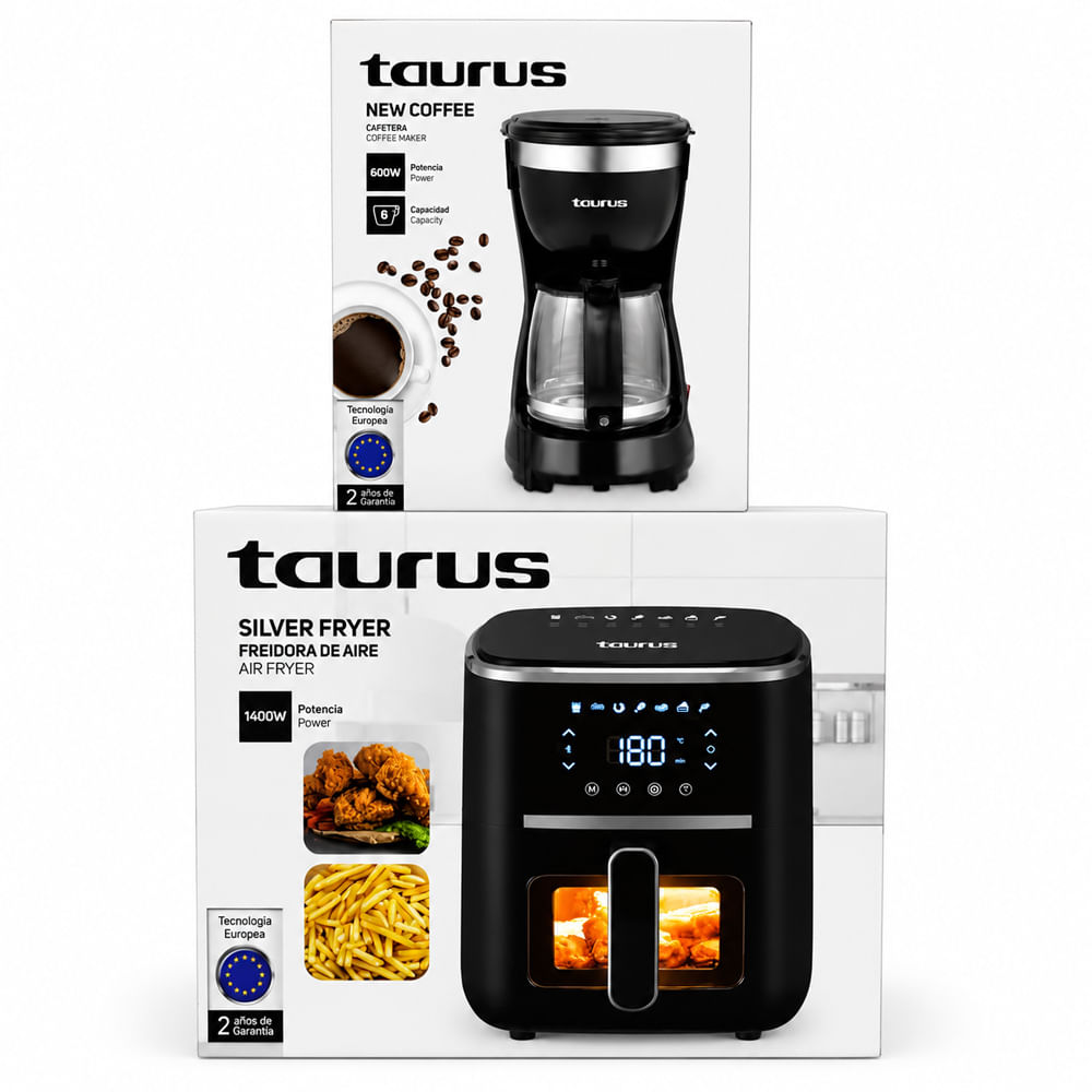 Combo Freidora de Aire Silver y Cafetera Taurus