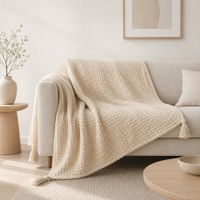 Manta Doble Cara Crema Waffer Vainilla Serena 140X90CM