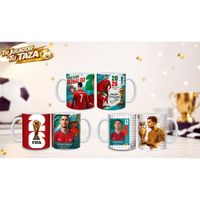 PACK X3 TAZA CR7, FUTBOL COPA MUNDIAL, PADRE, DORADO
