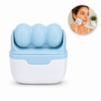 Masajeador Facial Ice Roller S30 Skincare Rostro Cuello Cuerpo Doble Cabezal - Celeste