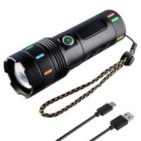 Linterna Táctica Militar de Aluminio Recargable USB-C 3600mAh con zoom