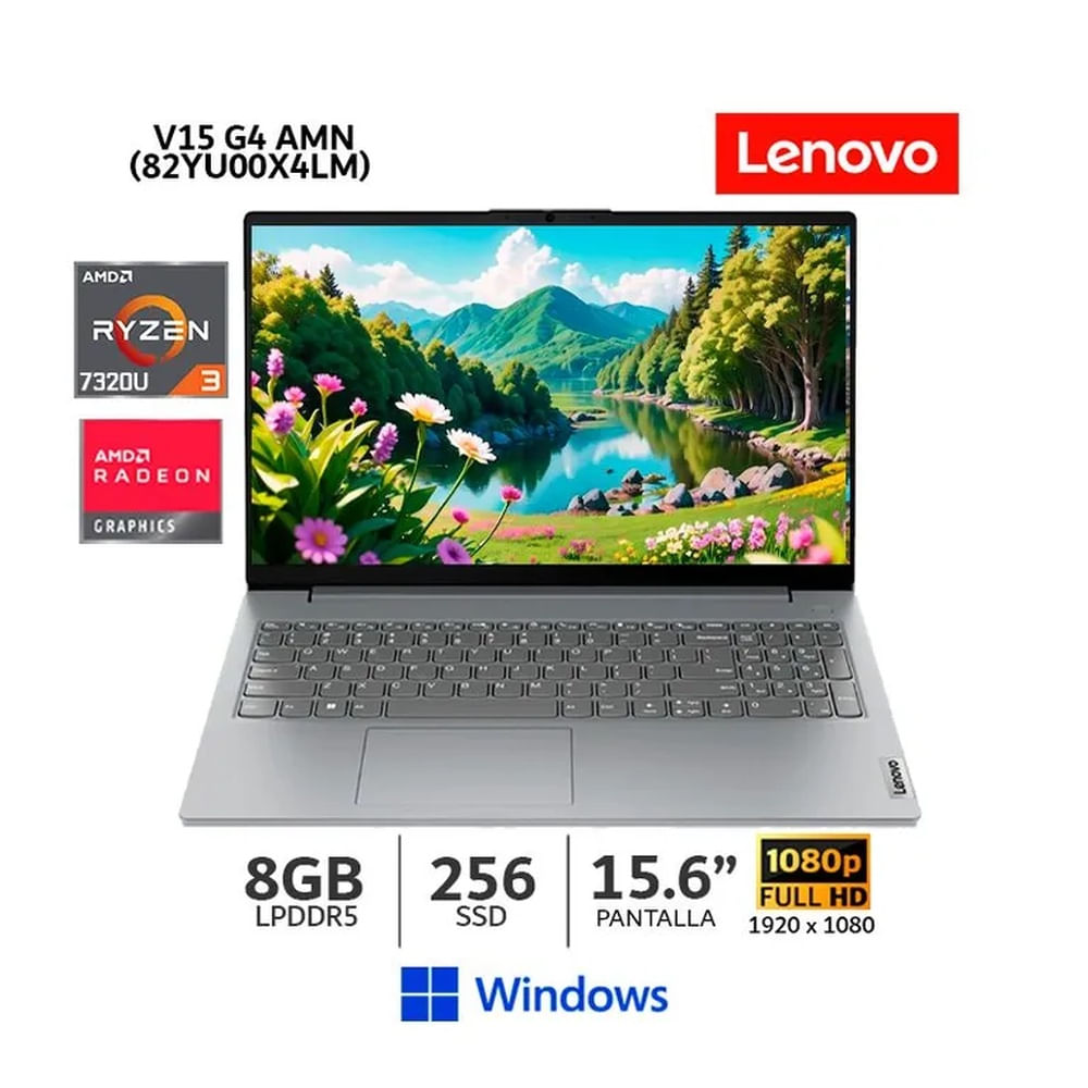 Laptop Lenovo V15 G4 Ryzen 3-7320U 8Gb LPDDR5 Bus 4800MHZ 256Gb SSD156 FHD Windows 82YU00X4LM