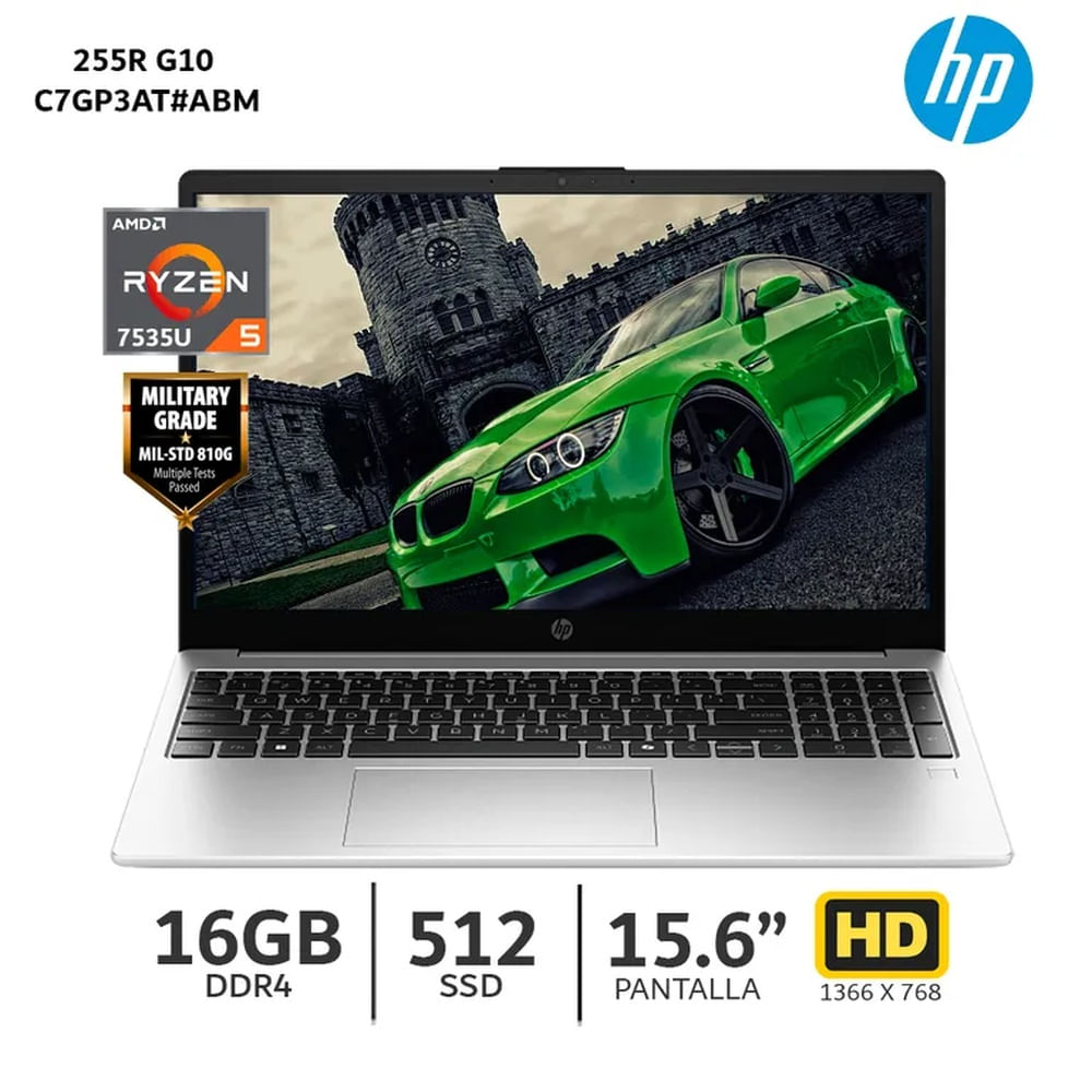 Laptop HP 255R G10 Ryzen 5 7535U / 16GBb Ram / 512Gb SSD / 15.6” HD – C7GP3AT#ABM