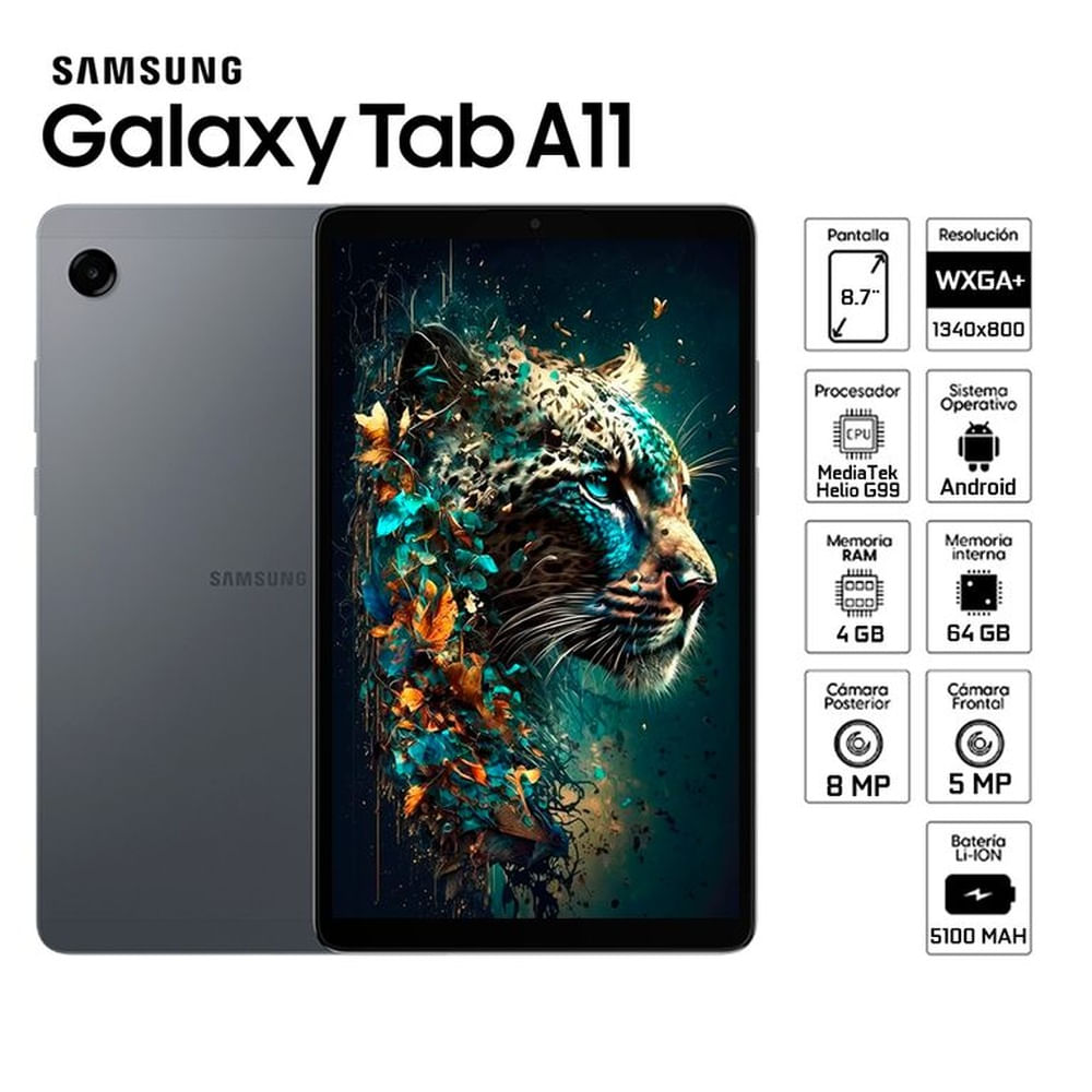 Tablet Samsung Galaxy Tab A11 de 8.7 SM-X133 4GB / 64GB Wi-Fi Gray - SM-X133NZAAPEO