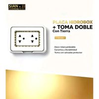 PLACA HERMETICA HIDROBOX IP55 - TOMA UNIVERSAL DOBLE CON TIERRA 15AMP