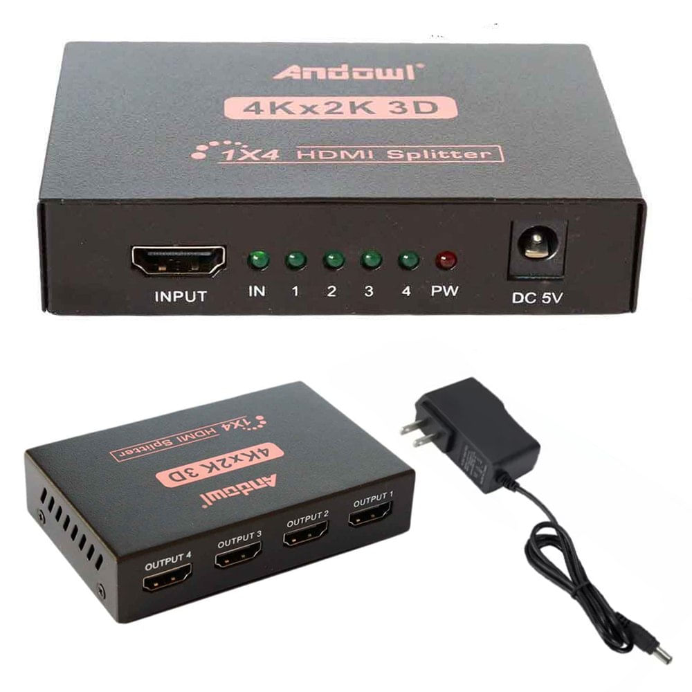 Splitter Divisor HDMI 1x4 Ultra HD 4K 30hz 3D ANDOWL 1 Entrada a 4 Salidas