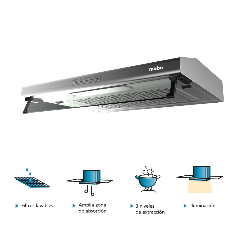 Campana Extractora 90cm Mabe cmU6020PI0 Acero Inoxidable