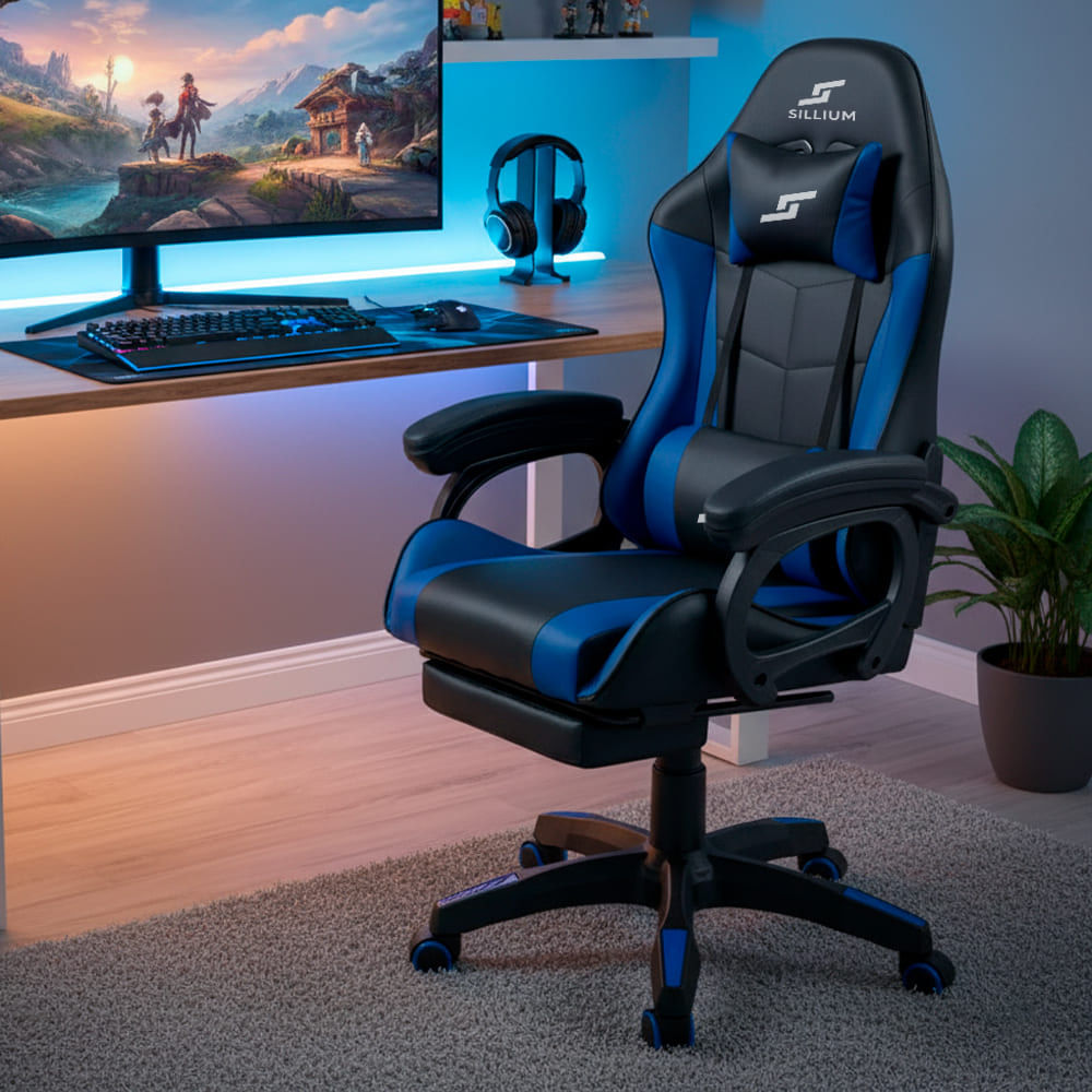 Silla Gamer Azul Reclinable Sillium SEG420012