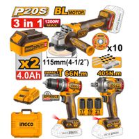 Kit 3 Herramientas Ingco Percutor 66NM con Amoladora 1200W con Llave de Impacto 405NM CKLI20358