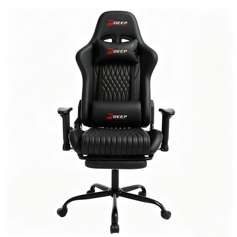 Silla Gamer Ergonómica Deep Negro Posapies 170 Base Metalica