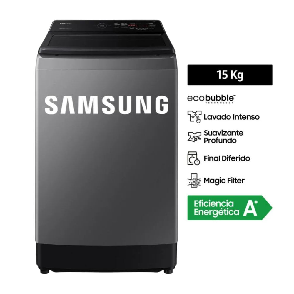 Lavadora Samsung EcoBubble WA15CG5441BDPE 15KG Gris Oscuro