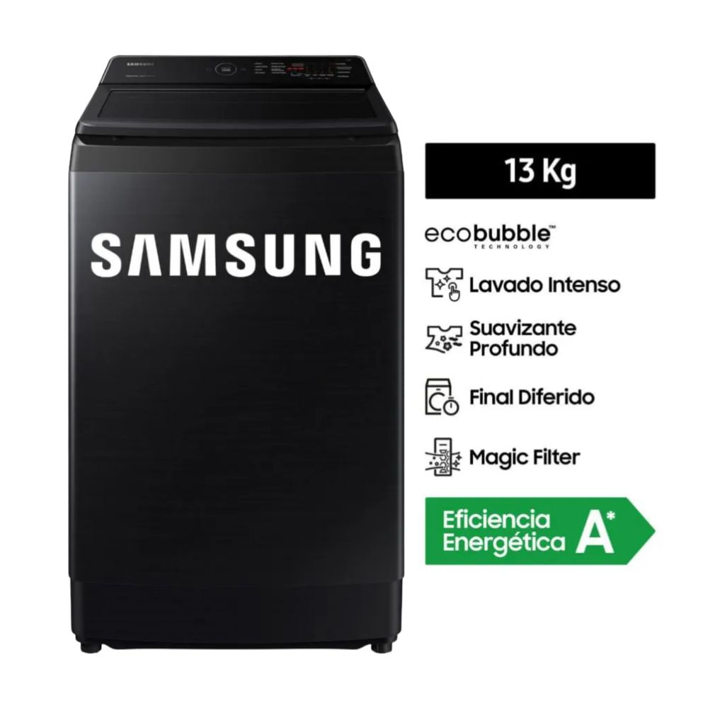 Lavadora Ecobubble Samsung WA13CG5441BVPE 13 Kg Negro