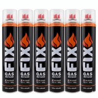 6x Gas Butano FIX Ultra Refinado Recarga Todo Tipo Encendedores sopletes 6EDI-500