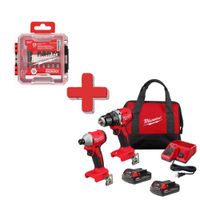 COMBO DE TALADRO Y ATORNILLADOR MILWAUKEE M18 3610-259 MÁS JUEGO DE PUNTAS SHOCKWAVE 48-32-4035