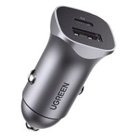Mini Cargador de Auto UGREEN 30W Carga Rápida USB-C y USB-A