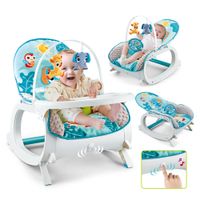 Silla de Comer Mecedora 3 en 1 Vibracion Musical Celeste