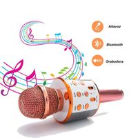 MICRÓFONO KARAOKE BLUETOOTH CON PARLANTE INTEGRADO ORO ROSA
