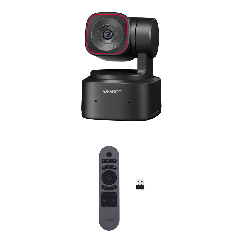 OBSBOT Tiny 2 Lite Webcam 4K PTZ con Control Remoto Inteligente, Auto-Tracking y Doble Mic