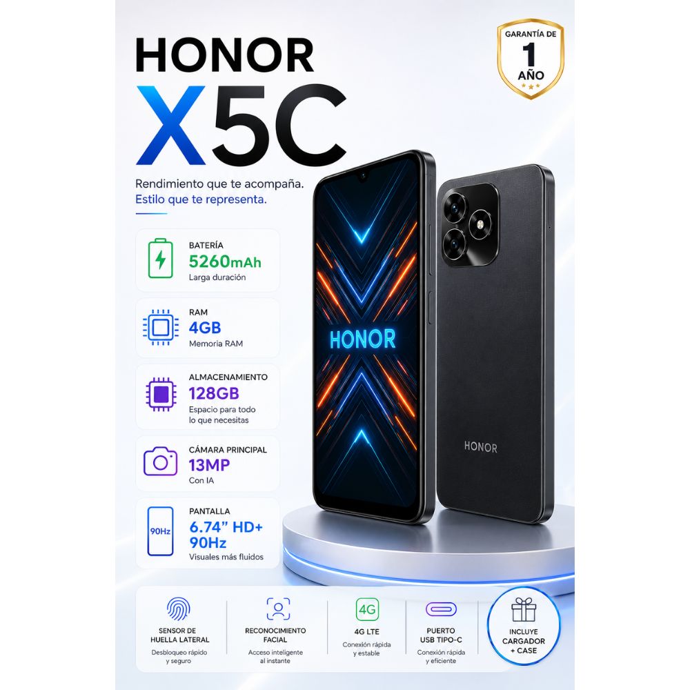 Celular Honor X5c 4gb   128gb NEGRO
