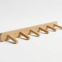 Perchero de Pared Rozino Beige con 6 Perchas en Madera Pino 60 cm de largo