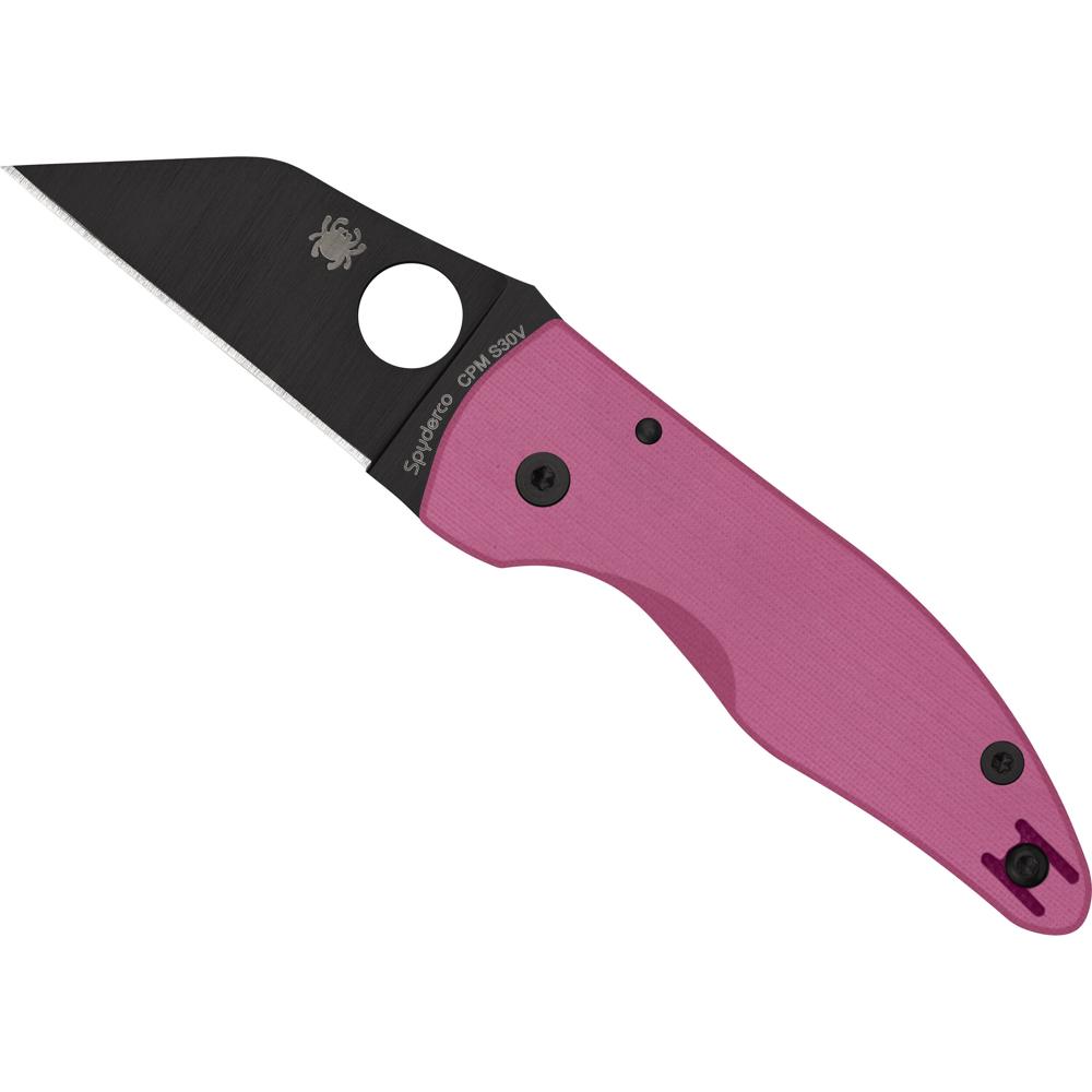 Spyderco MicroJimbo Cuchillo Plegable 2.45"" Hoja Wharncliffe Acero CPM S30V Mango G10 Rosa