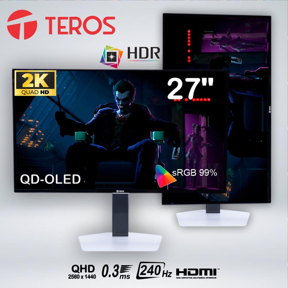 MONITOR PLANO GAMING TEROS TE-2790G 27'' QHD QD-OLED 240HZ 0.03MS HDMI DP AUDIO OUT