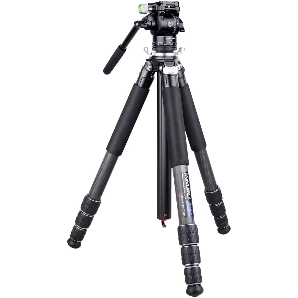 INNOREL Tripode Compacto de Carbono GT284C con Cabezal de Video F20, Altura Ajustable de 3