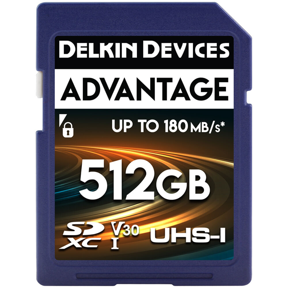 Delkin Devices Tarjeta de Memoria SDXC 512GB ADVANTAGE UHS-I V30 - 180 MB/s Lectura, 150 M