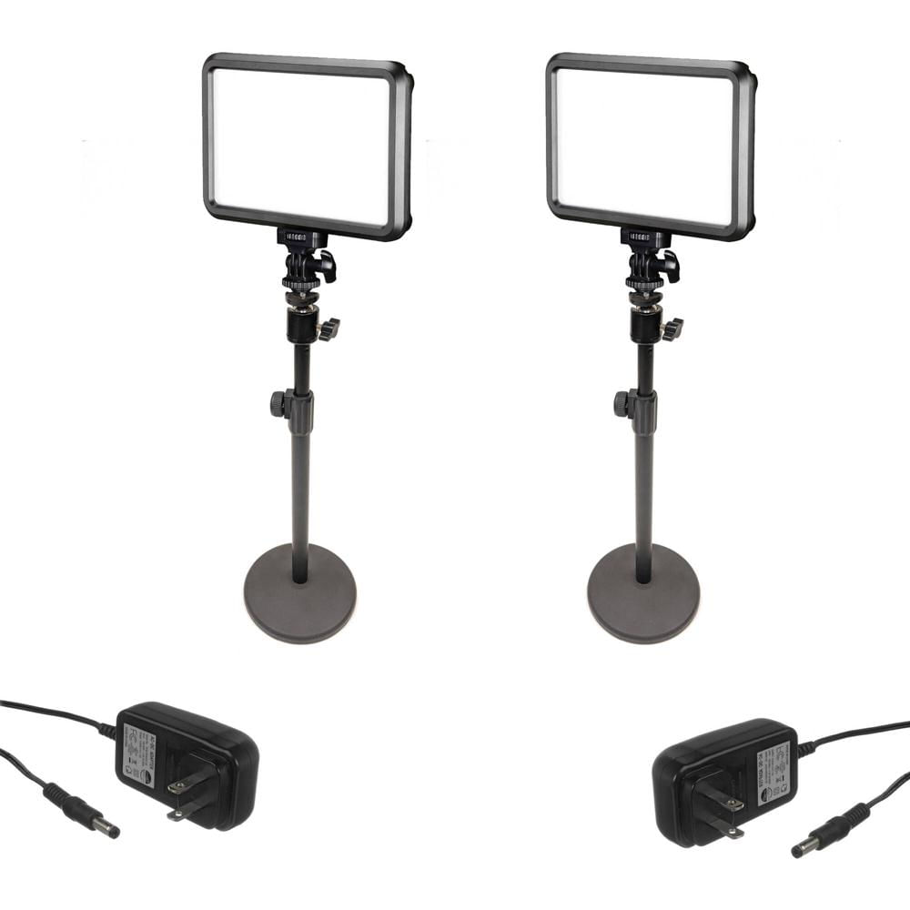 Bescor Kit de Streaming con 2 Luces LED Specter 3200-5600K, Soportes de Mesa y Adaptadores