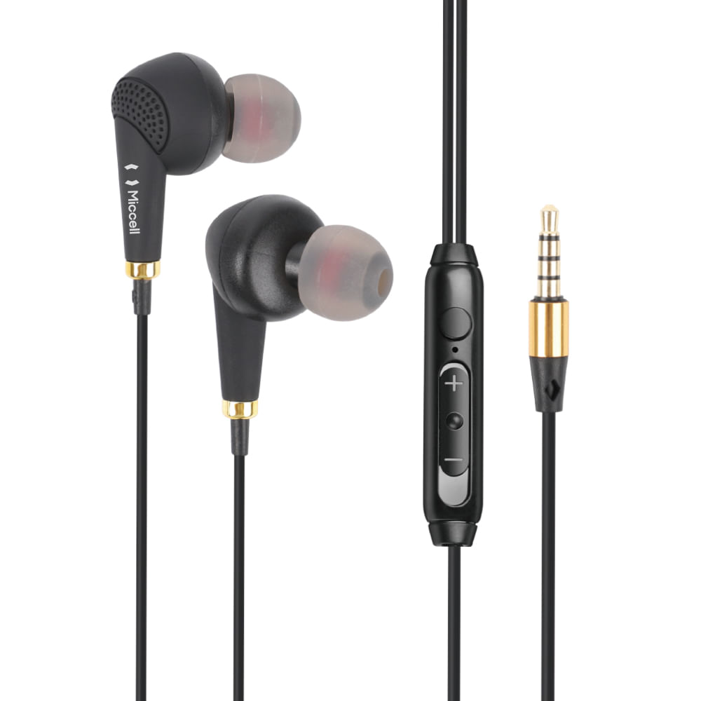 Miccell Audífonos 3.5mm con Micrófono Cable TPE y Sonido HiFi para Celular